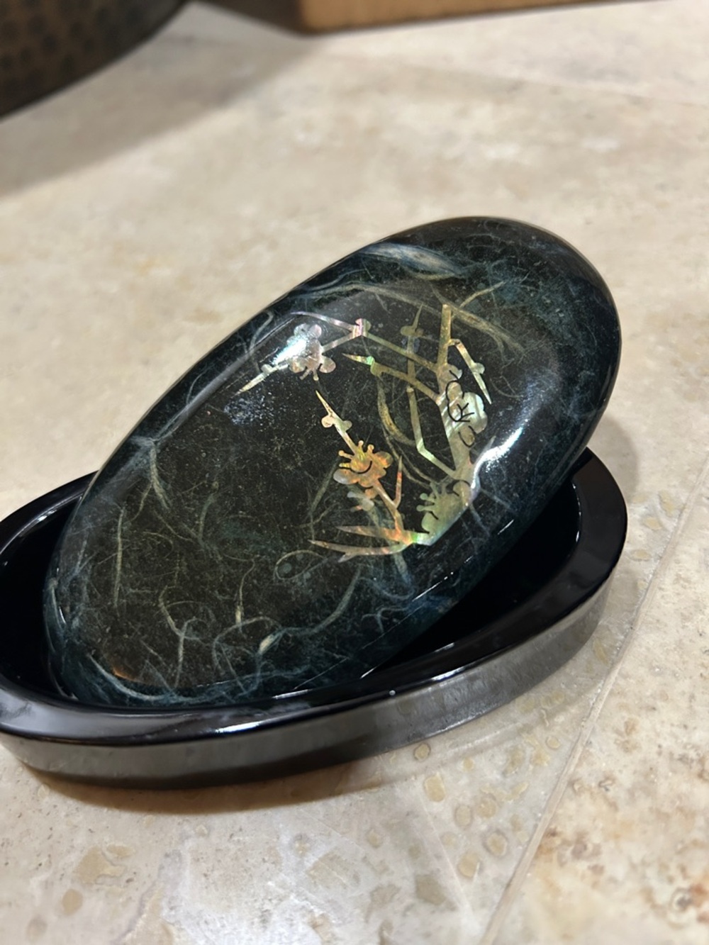 Inlaid Decorative Stone Trinket Box